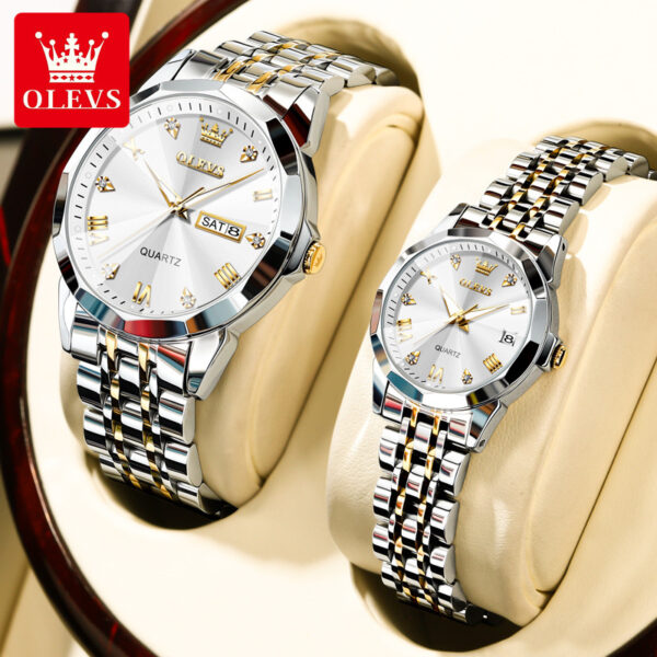 Olevs9931 Couple Watch (White Dial)