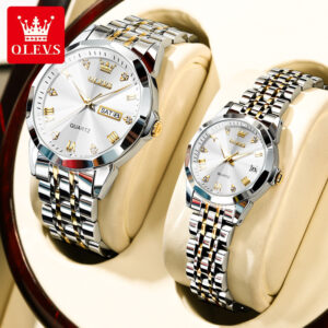 Olevs9931 Couple Watch (White Dial)