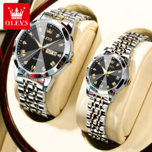 Olevs9931 Couple Watch (Black Dial)