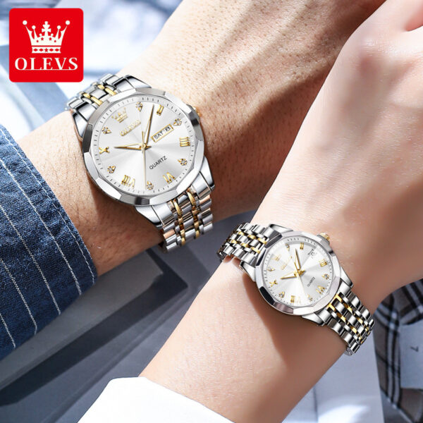 Olevs9931 Couple Watch (White Dial) - Image 2